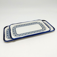 Dudson Finest Vitrified Harvest Handcrafted White / Ivory Blue Set of x 2 Plates