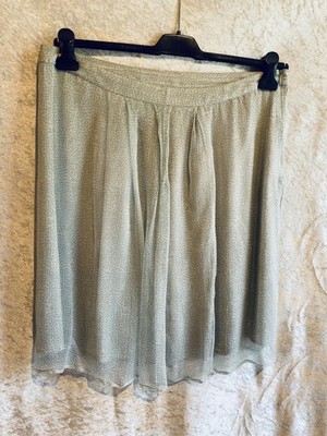 Noa Noa Sommer Rock Gr.XL 38 40 Viskose Krepp Gefüttert  Graugrün