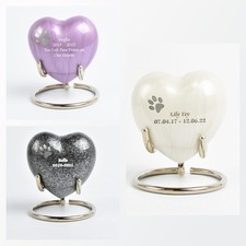 Heart Pet Keepsake Urn with Paw Print, 3-Inch Aluminium Ash Holder for Dogs Cats