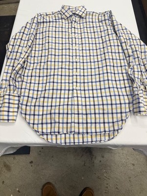 Dunhill Shirt Mens Size 15.5/34.5 Blue and Yellow Oxford Button Down London 