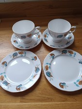 Set Of Two Bone China Cup And Saucers With Side Plates From Gainsborough