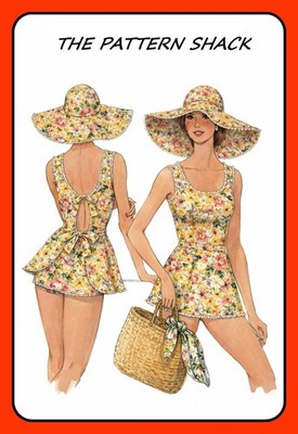 Two-piece SWIMSUIT Pattern Bathing Suit FLOPPY Sun Hat 9230 Vtg 1975 8-10-12-16