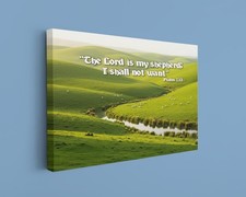 Psalm 23 Canvas Christian Wall Art Bible Verse Green Valley Faith Decor