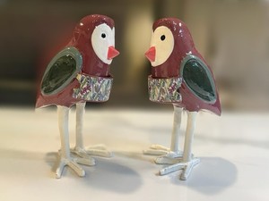 Featherly Friend Statuary Outdoor Aluminum Bird Decor Figurine X2 USED