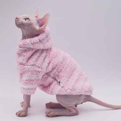 Sphynx Cat Apparel Kitty Clothes Warm Autumn and Winter Hairless Medium, PINK 