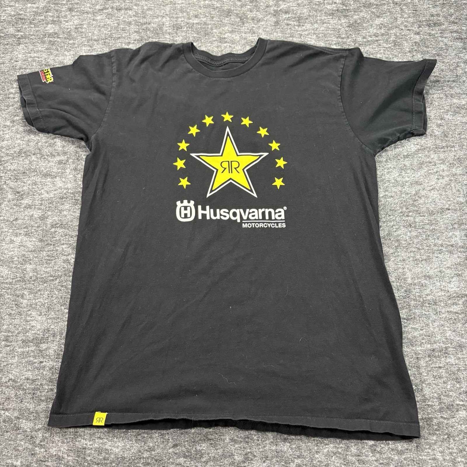 Rockstar Energy Husqvarna T Shirt Men’s L Black Star Logo Moto Racing Graphic