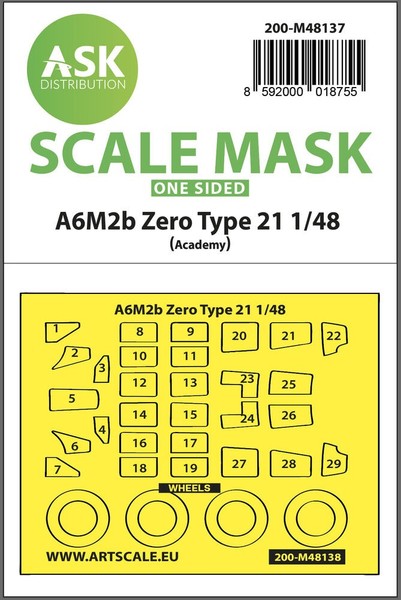 Art Scale Kit 200-M48137 - 1:48 A6M2B Zero Type 21 One-Sided Express Mask For Ac-image
