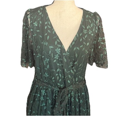 NWT Baltic Born Marseille embossed floral emerald green tule maxi dress Sz  XL | eBay