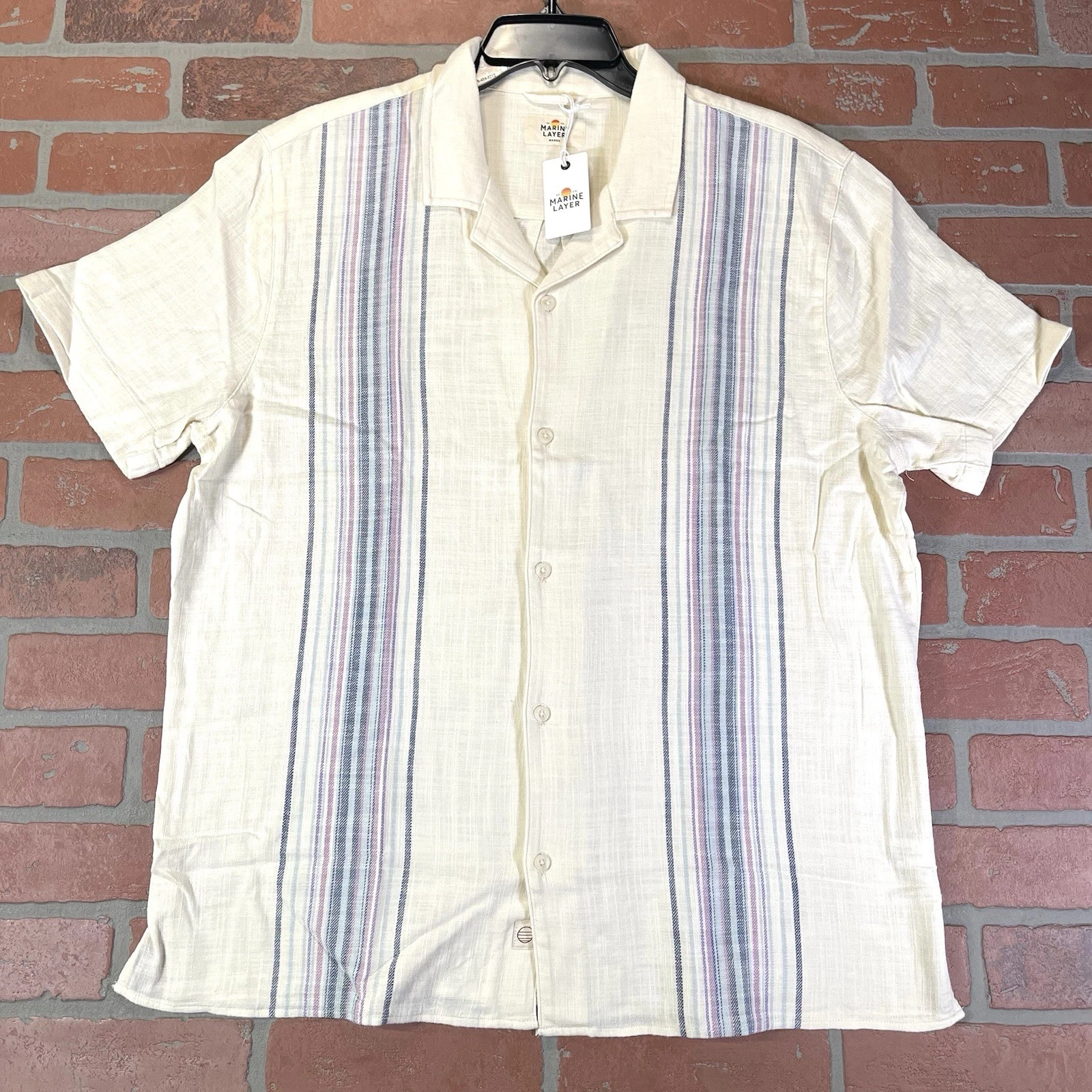 Marine Layer Selvage Resort Shirt Mens Marge M/L Button Short Sleeve NWT $108