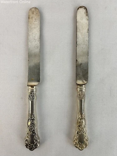 Pair of Gorham Buttercup Sterling Hollow Knife with Monogram 8.5”
