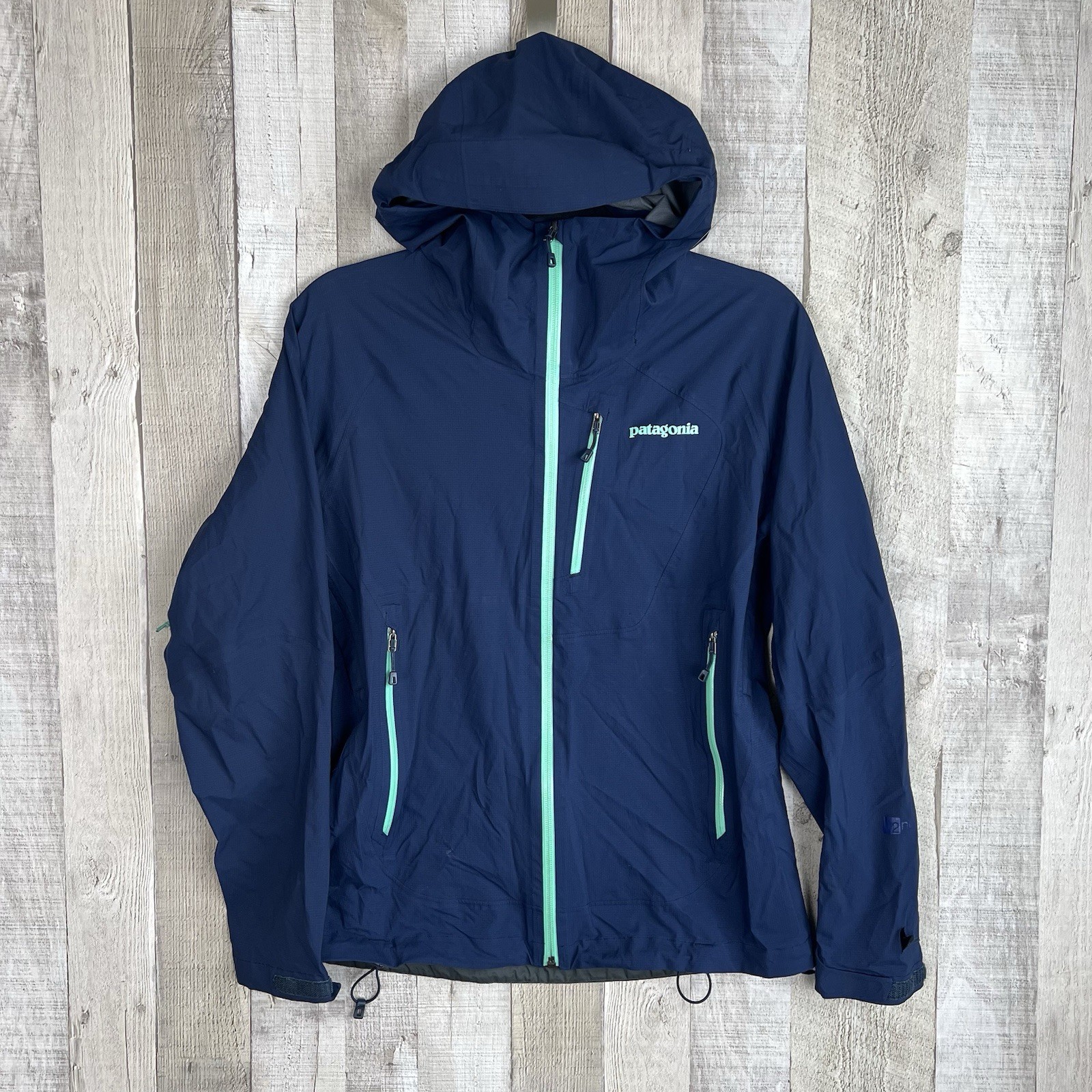 Patagonia Womens Stretch Rainshadow Jacket Small Navy Blue H2No Lightweight Flaw thumbnail 2
