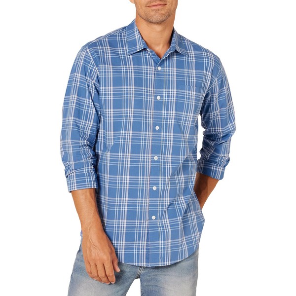 Amazon Essentials Herren Popeline Business Hemd Langarm Aquablau Karo XL-image
