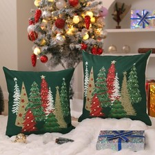 DFXSZ Christmas Pillow Covers 18x18 Inch Set of 2 Green Xmas Tree