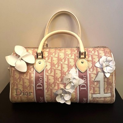 Christian Dior Trotter Mini Boston Bag Pink Flower Rhinestone | eBay