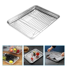Baking Plate Stainless Steel Grill Plate with Mesh Rack BBQ Accessories