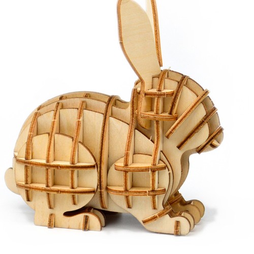 Wooden Rabbit Puzzle Bunny Toys Child Enrichment for Bunnies Puzzles Kids - Picture 2 of 11