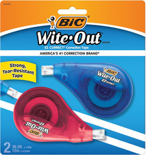 Wite-Out EZ Correct Correction Tape, White, No Dry Time, Tear Resistant Tape, 2-