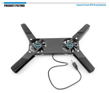 Laptop Cooling Pad Foldable Stand Dual Fan USB Cooler Portable For 7-15 Inch Lap