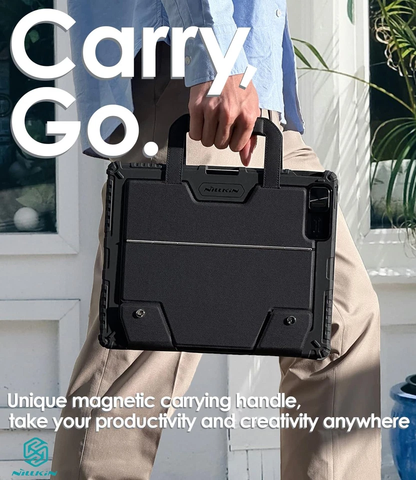 Funda con teclado Carry Go para iPad Pro 13 pulgadas (M4) 2024 con asa, funda resistente... Foto 3 de 4