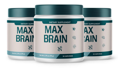 Max Brain Powder, MaxBrain For Mind and Cognitive Dietary Supplement 3 Pack