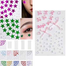 1 Sheet Rhinestones Sparkly Faux Pearls Gems Facial Decoration Luxury Stickers
