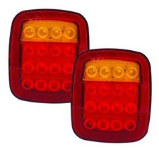 LED Rear Tail Light Replacement, Universal 16 LEDs Brake Lights Trailer Red