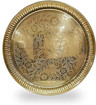 Brass Pooja Thali Set 8 Inch Puja Plate Arti Traditional Handcrafted Wedding