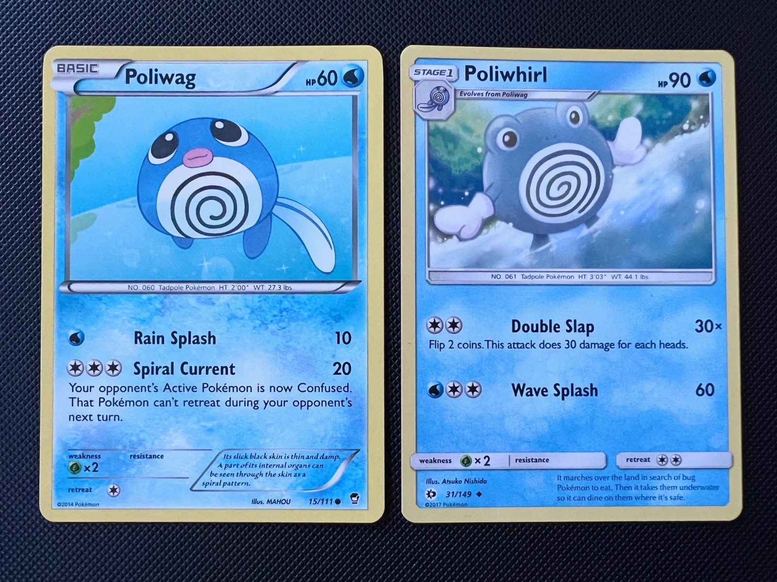 Pokemon Card TGC Poliwhirl 31/149 and Poliwag 15/111