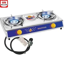 2 Burner Propane Gas Stove Outdoor Cooking Portable Double Burner Camping BBQ