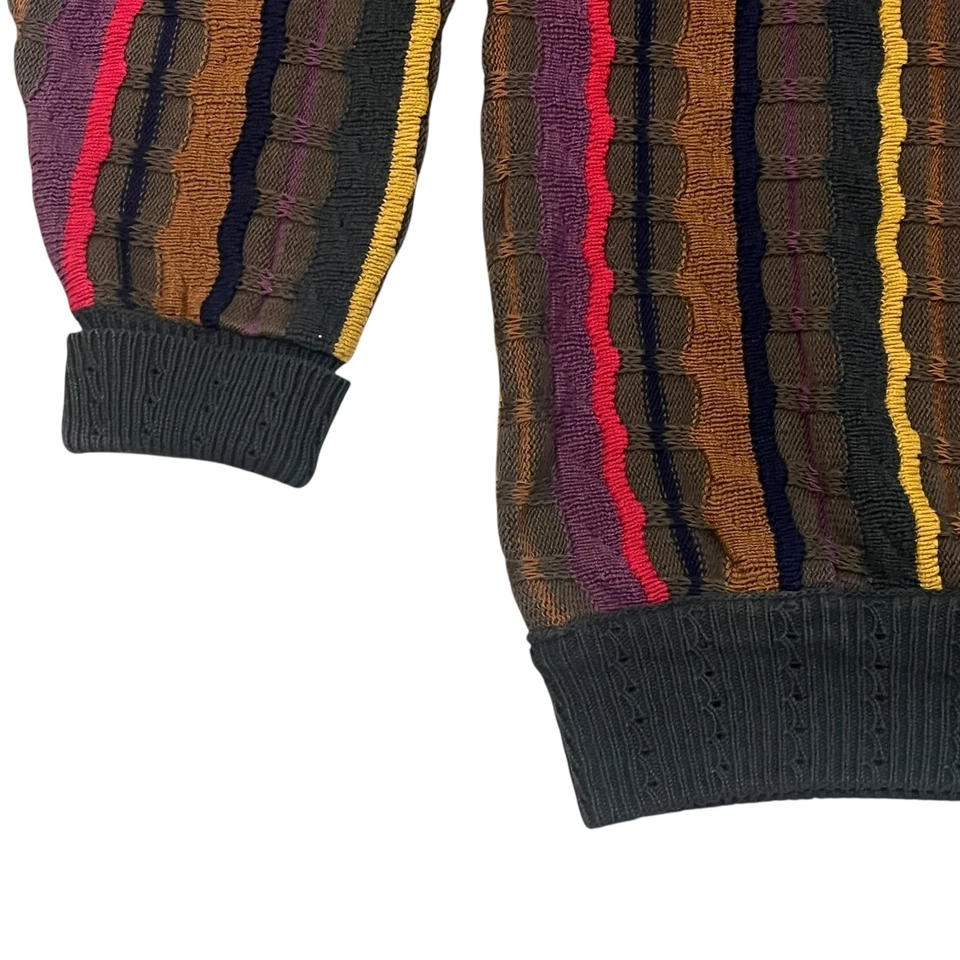 Vintage STRUCTURE Men's M large  Textured Striped  Knit Coogi style Sweater - Image 4 of 4