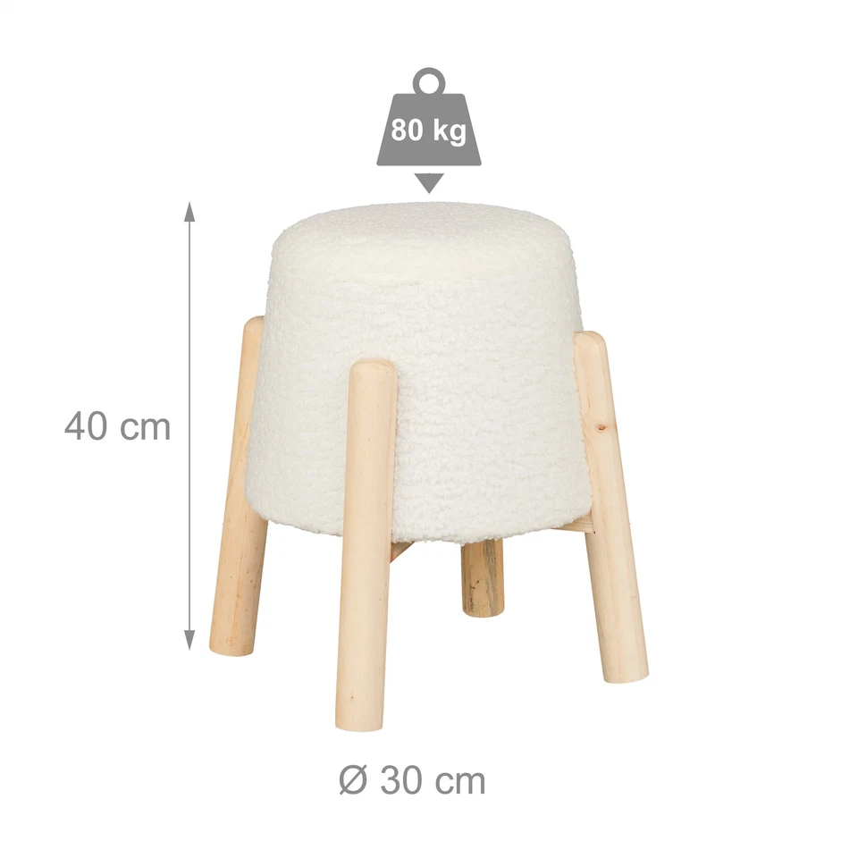 Sitzhocker Hocker Polsterhocker Stoffhocker Couchhocker Fellhocker Teddyfell - Bild 4 von 4