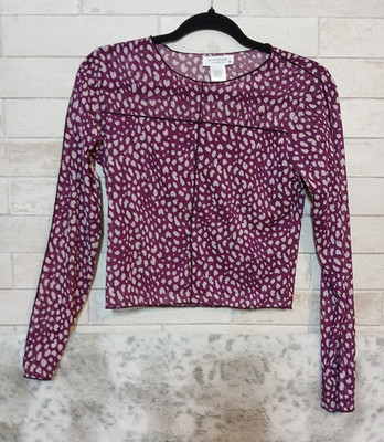 Kirious Women's Size M  Print Crop Mesh Cranberry Animal Print