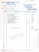 Invoice 1966 CONFISERIE JULES BERNARD & CIE - M.JOMBART A CARVIN