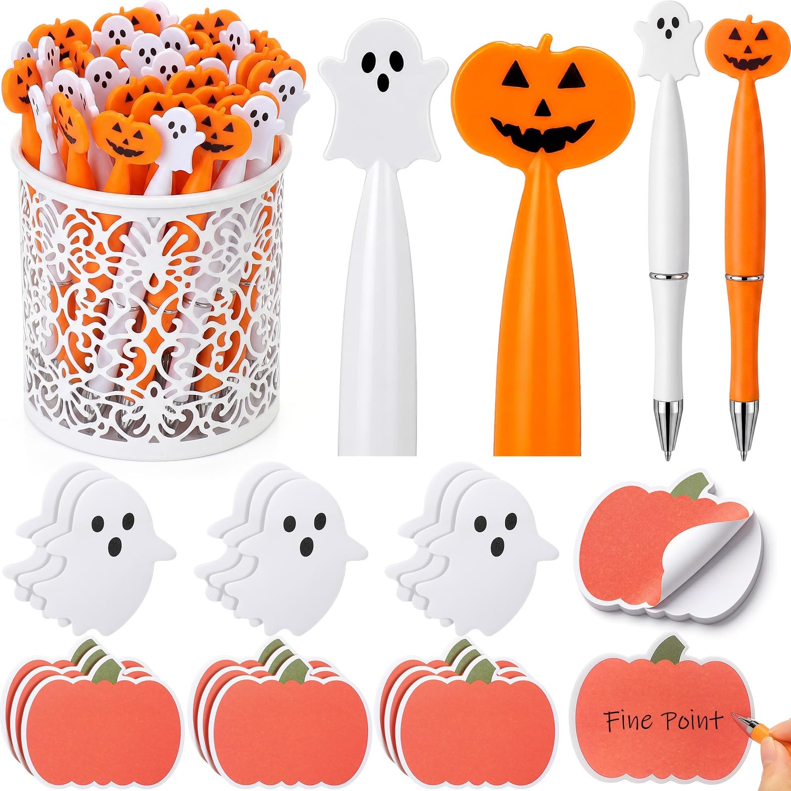 48 Pcs Halloween Ballpoint Pens and Sticky Note Party Favors Set 24Pcs Ballpoint