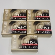 Lot of 5 Maxell VHS-C HGX-Gold TC-30 Premium High Grade Blank Camcorder Tapes
