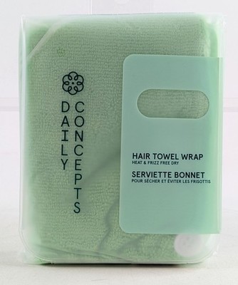 Daily Concepts Quick Dry Hair Wrap Towel Green One Size Fits All - NEW 