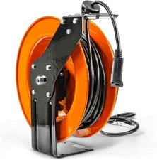 SuperHandy Extension Cord Reel Retractable 12AWG x 80' Foot 3C Black, Orange 