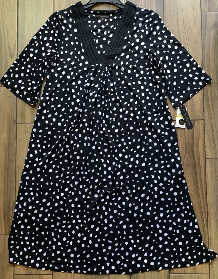 Donna Karan Modal Tejido Ropa de Dormir Vestido Para Mujer Talla Mediana Negro Estampado Animal Foto 2 de 4