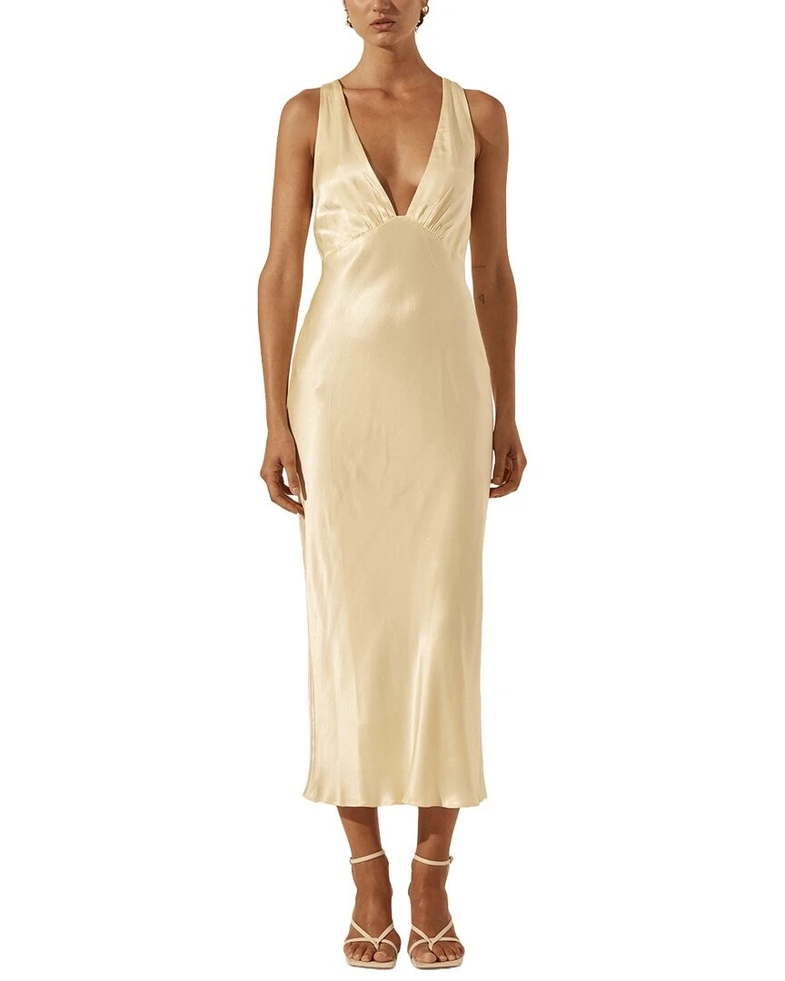 chinese dress ladies Rent Shona Joy La Lune Asymmetric Midi Dress Cream