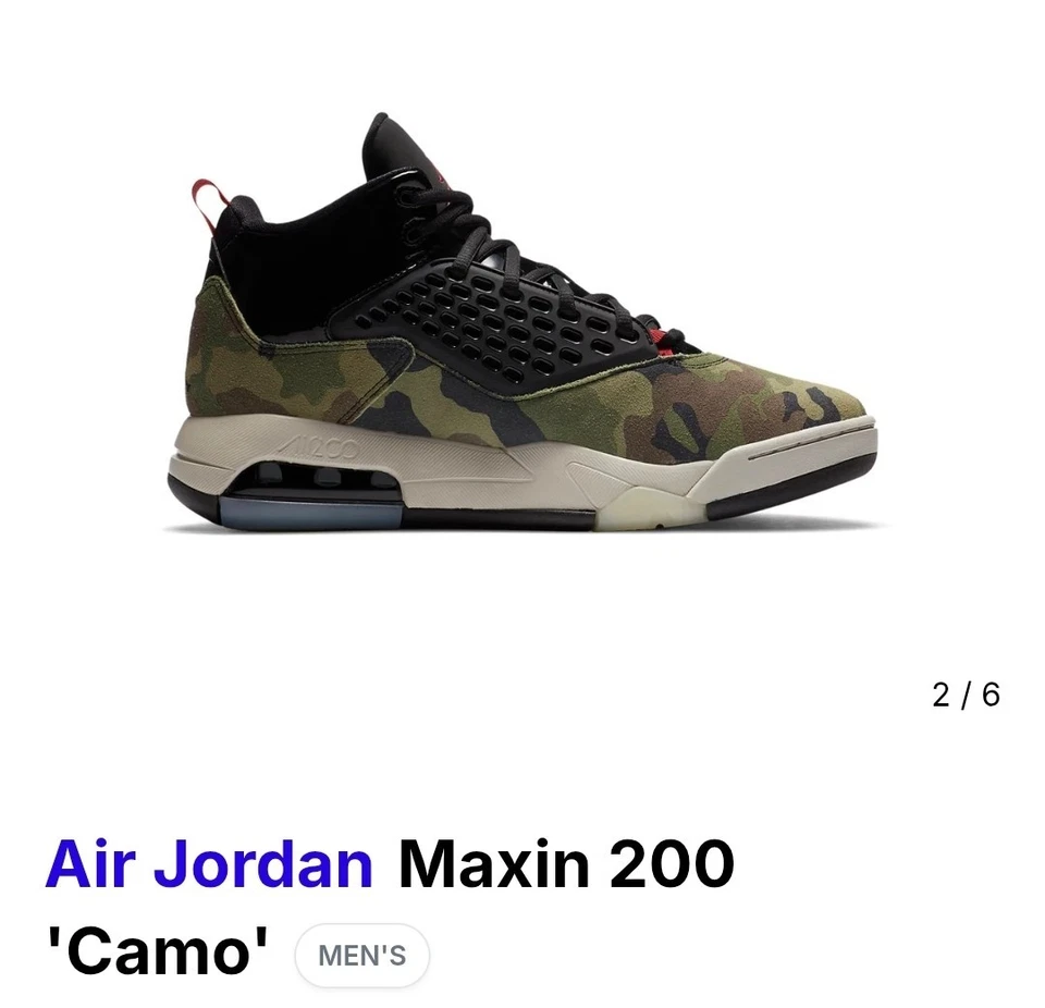 Air Jordan Jordan Maxin 200 Camo CD6107-200 Tamanho 10.5 Basquete Novo Com Caixa - Imagem 2 de 4
