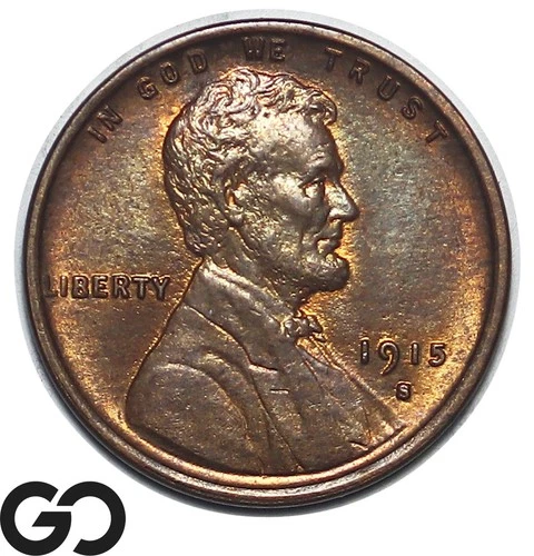 1915-S Lincoln Cent Wheat Penny, Beautiful Gem BU++ Better Date, Tough This Nice