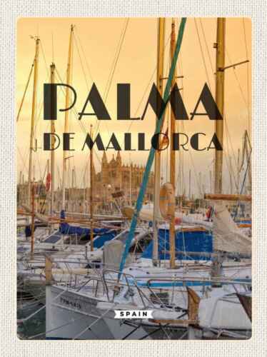 Holzschild 20x30 cm Palma de Mallorca Yachten Meer - Bild 1 von 4