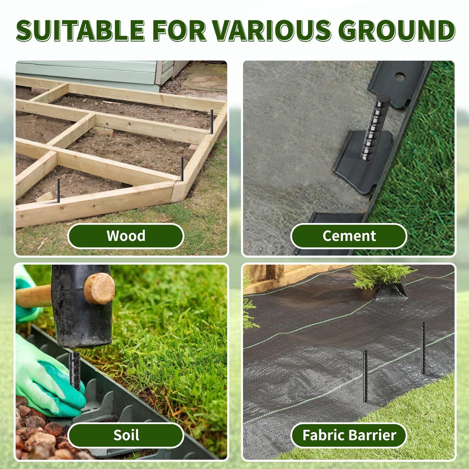 16 inches Ground Rebar Stakes 16 pcs Heavy Duty Metal Spikes for Concrete Tim...