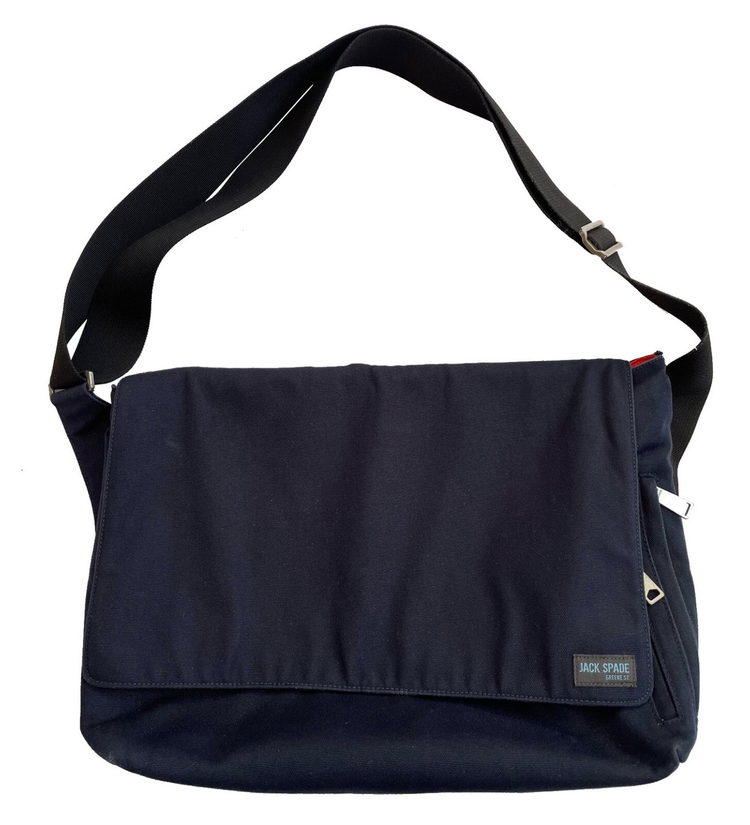 JACK SPADE Large Messenger Bag Navy Canvas Crossbody 18
