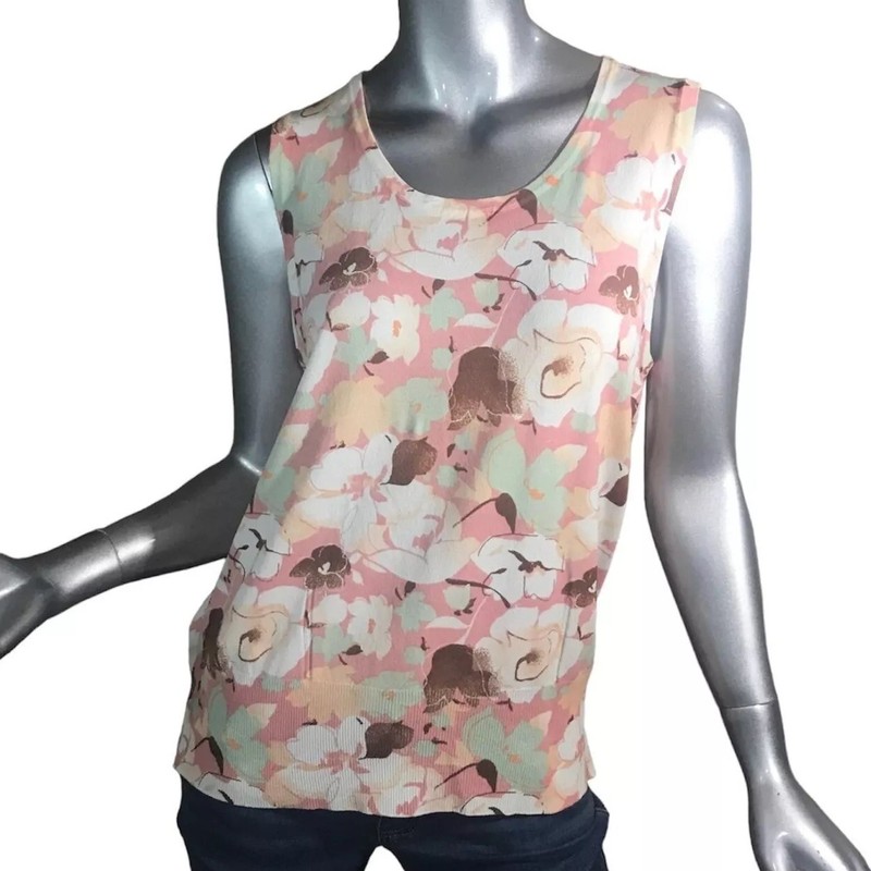 George Women's XL 16/18 Stretch Knit Floral Tank Top Scoop Neck