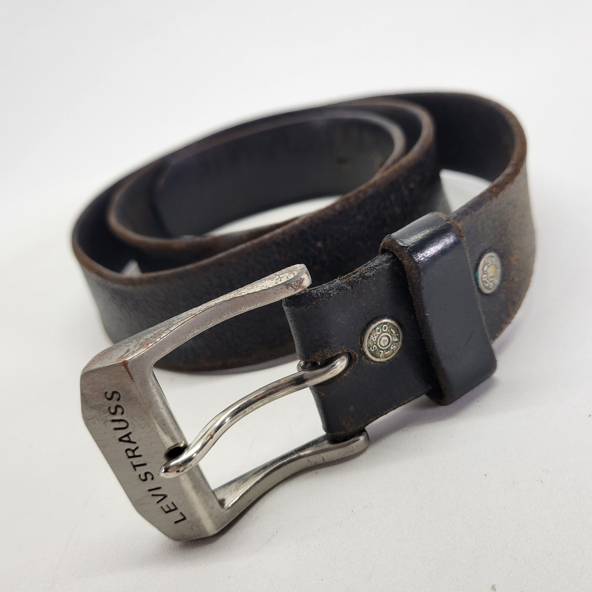 Levis Leather Belt 38 Strauss & Co. Jeans Black Distressed | eBay