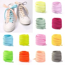 1 Pair Pack 8mm Wide Flat Athletic Shoelaces Shoestrings 21 Colors Sneaker Laces
