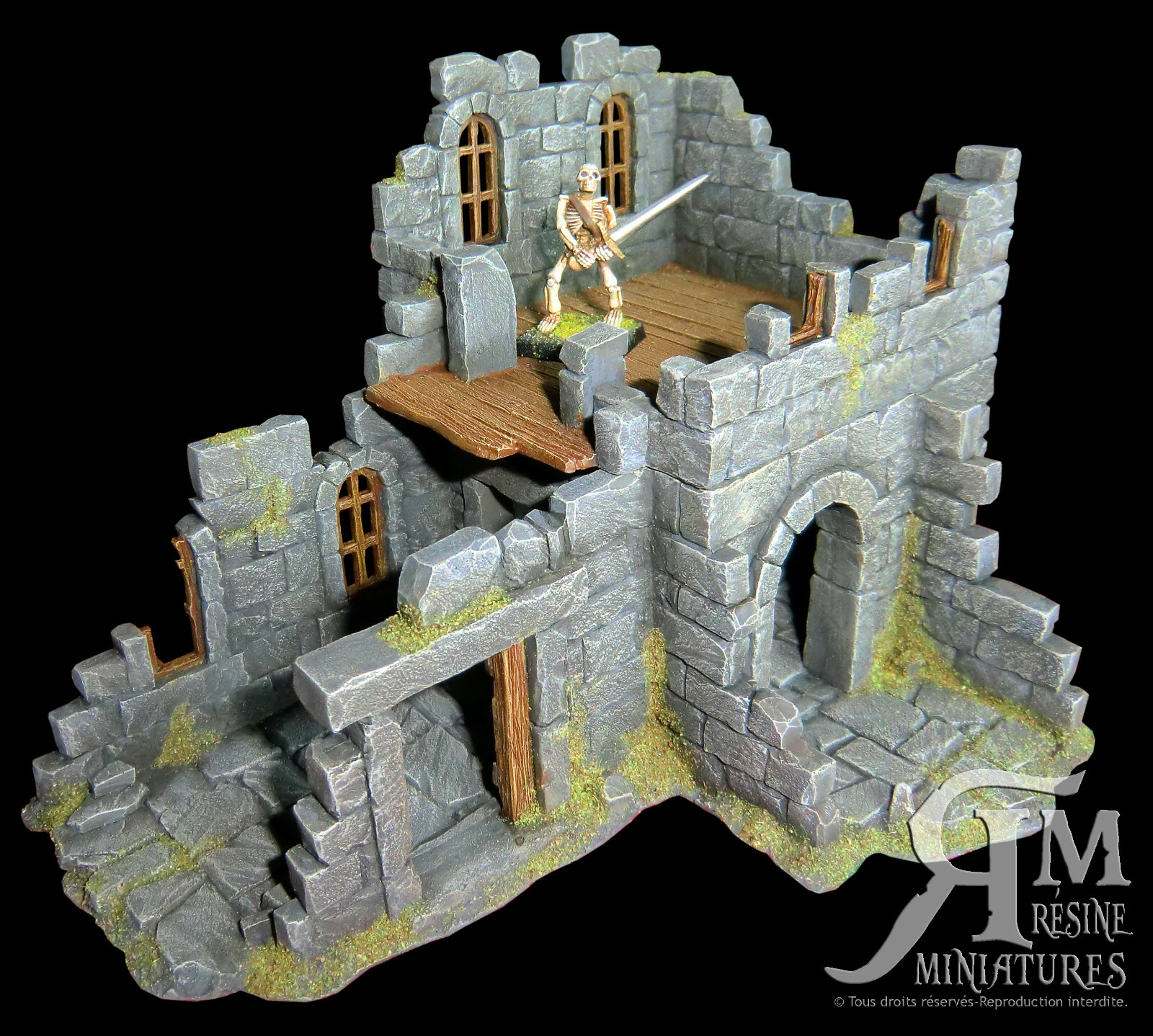 Château ruine module 01 décor wargame résine 30mm terrain fantastique de guerre miniature