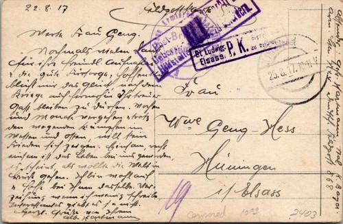Germany Feldpost 1917 PPC - J15829