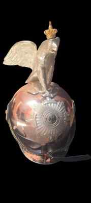 Antique Brass Cooper Engraved With Crown & Badge Medieval Designer Helmet Gift